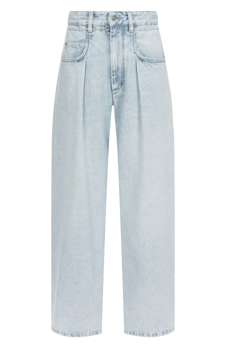 Женские джинсы ISABEL MARANT ETOILE голубого цвета, арт. 25PPA0501FB/C1H01E | Фото 1 (Материал внешний: Хлопок, Деним, Лен; Длина (брюки, джинсы): Стандартные; Кросс-КТ: Деним; Стили: Кэжуэл; Детали: Делаве; Силуэт Ж (брюки и джинсы): Прямые)