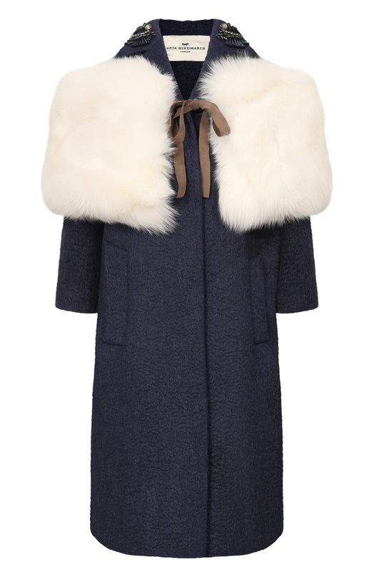 Пальто с отделкой из песца Anya Hindmarch 116500₽