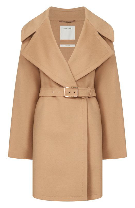 Шерстяное пальто Sportmax SPXPAGINE Бежевый SPXPAGINE