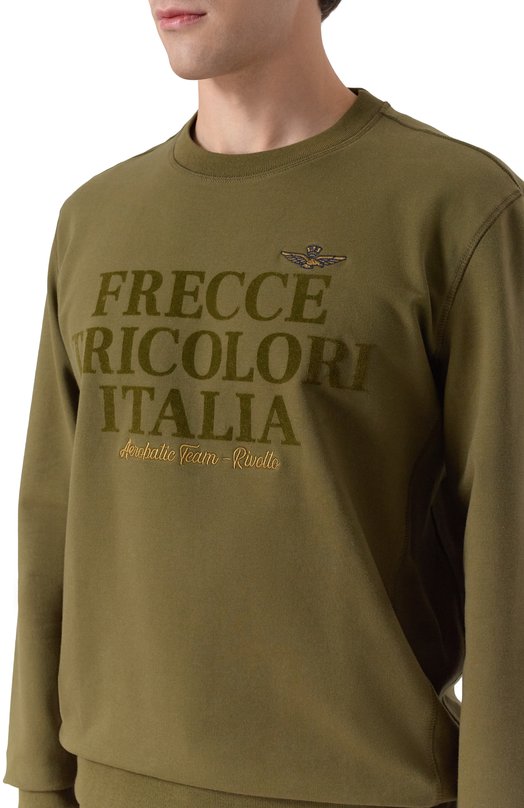 Хлопковый свитшот Aeronautica Militare FE2056UF00662 Хаки  FE2056UF00662 Фото 5