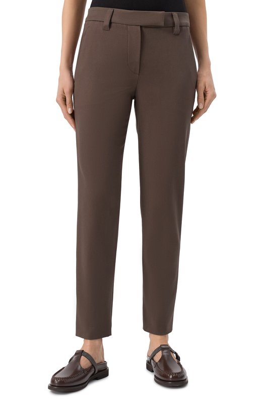 Хлопковые брюки Brunello Cucinelli MP126P7258 Коричневый  MP126P7258 Фото 3