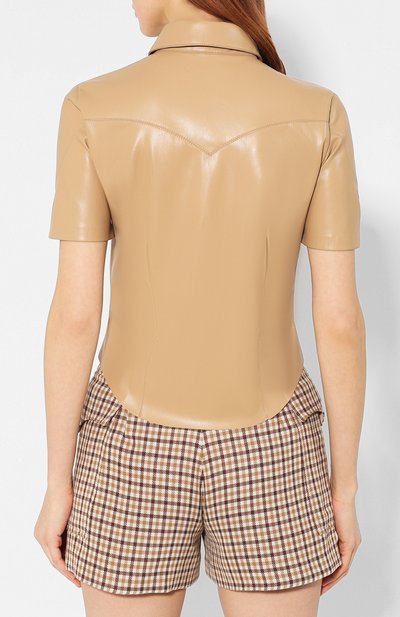 Блузка с короткими рукавами NANUSHKA, арт. CLARE_PALE CARAMEL_VEGAN LEATHER, фото 4