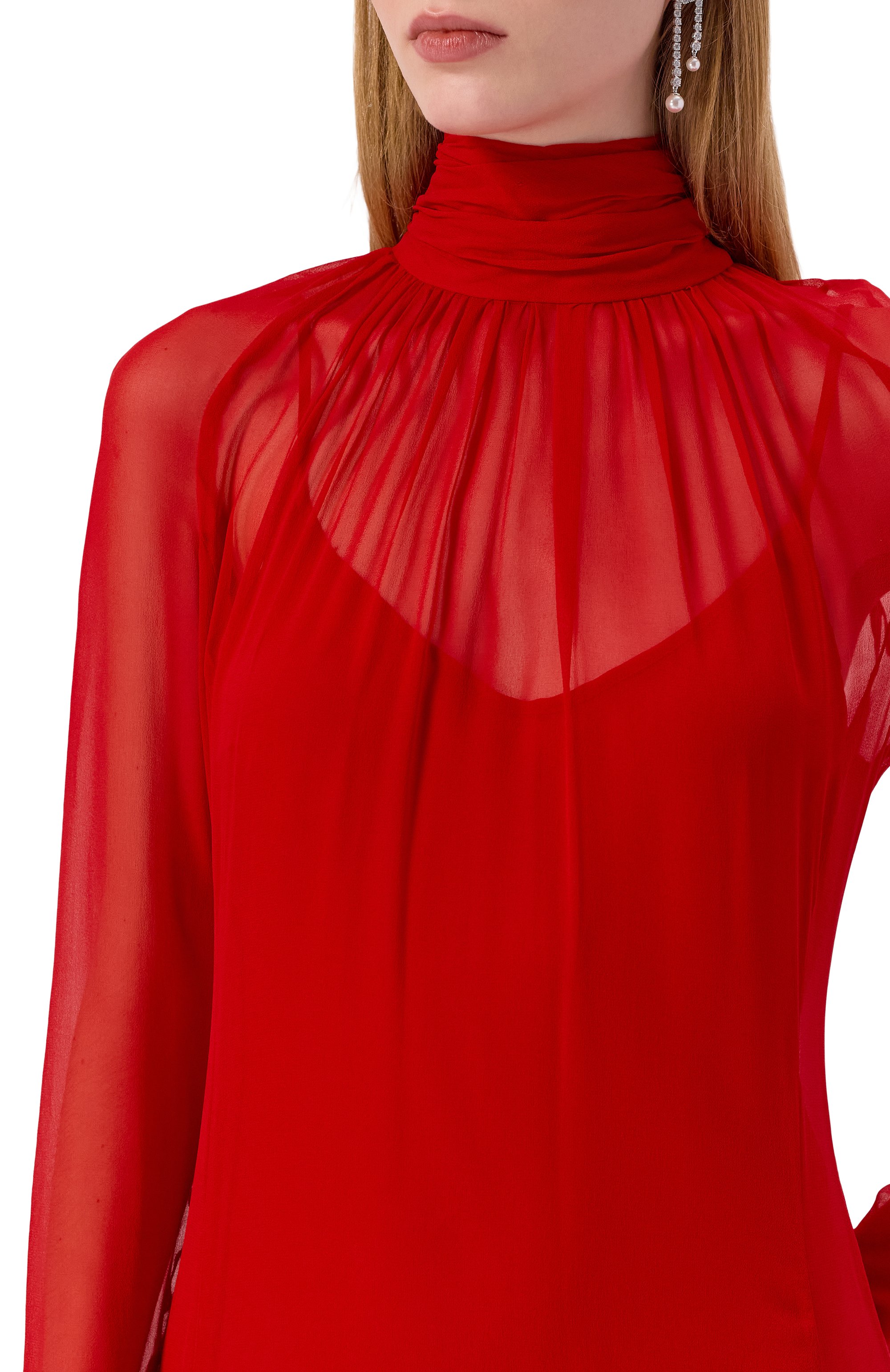 Шелковое платье с отделкой из овчины BLUMARINE, арт. 4A372A, фото 5