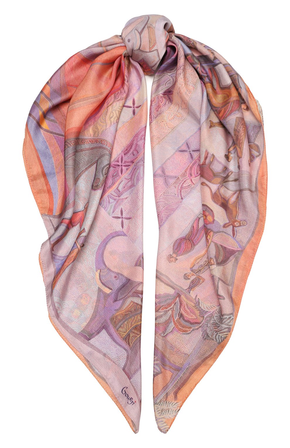 Шелковый платок хождение за три моря GOURJI розового цвета по цене 18980 руб., арт. T24TSEA7R, фото 1 Шелковый платок хождение за три моря GOURJI, арт. T24TSEA7R, фото 1
