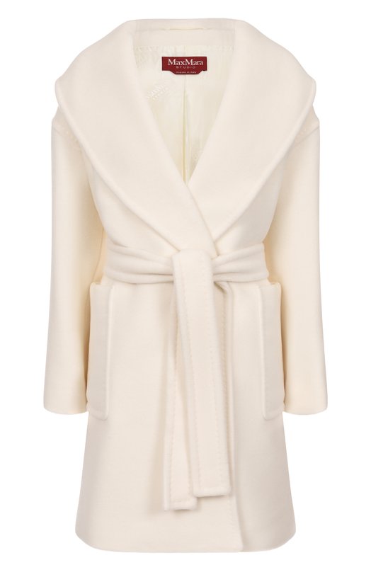 Шерстяное пальто Max Mara Studio CL0RUR0 Белый CL0RUR0