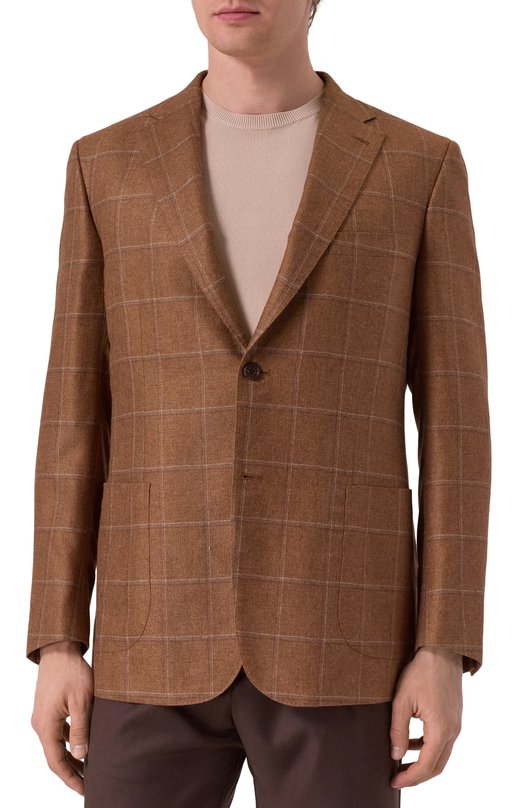 Пиджак из шелка и кашемира Brioni RG0D0P-PC40G Коричневый  RG0D0P-PC40G Фото 5