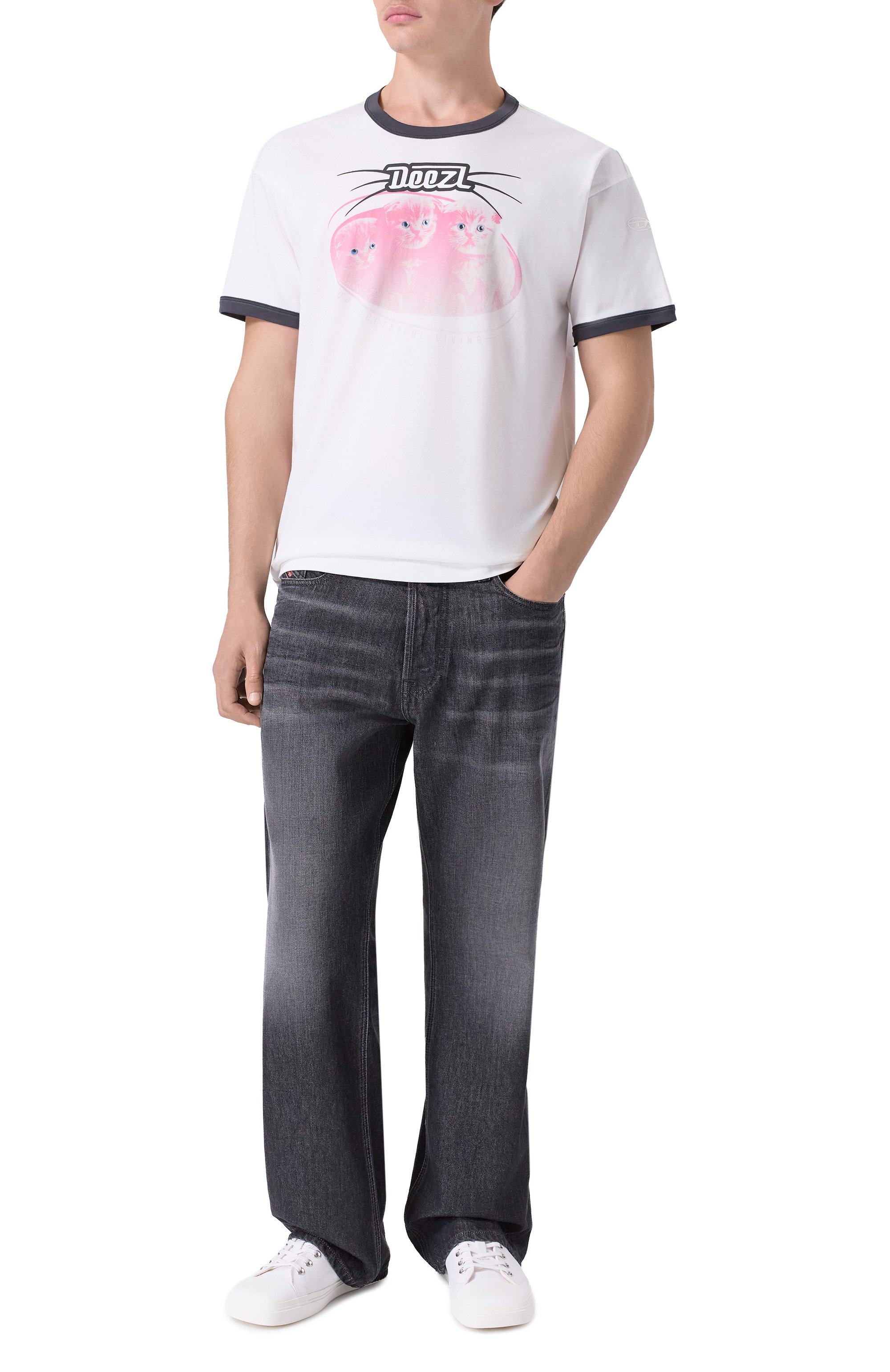 Хлопковая футболка DIESEL белого цвета по цене 14200 руб., арт. A19639/0PLAT, фото 2 Хлопковая футболка DIESEL, арт. A19639/0PLAT, фото 2