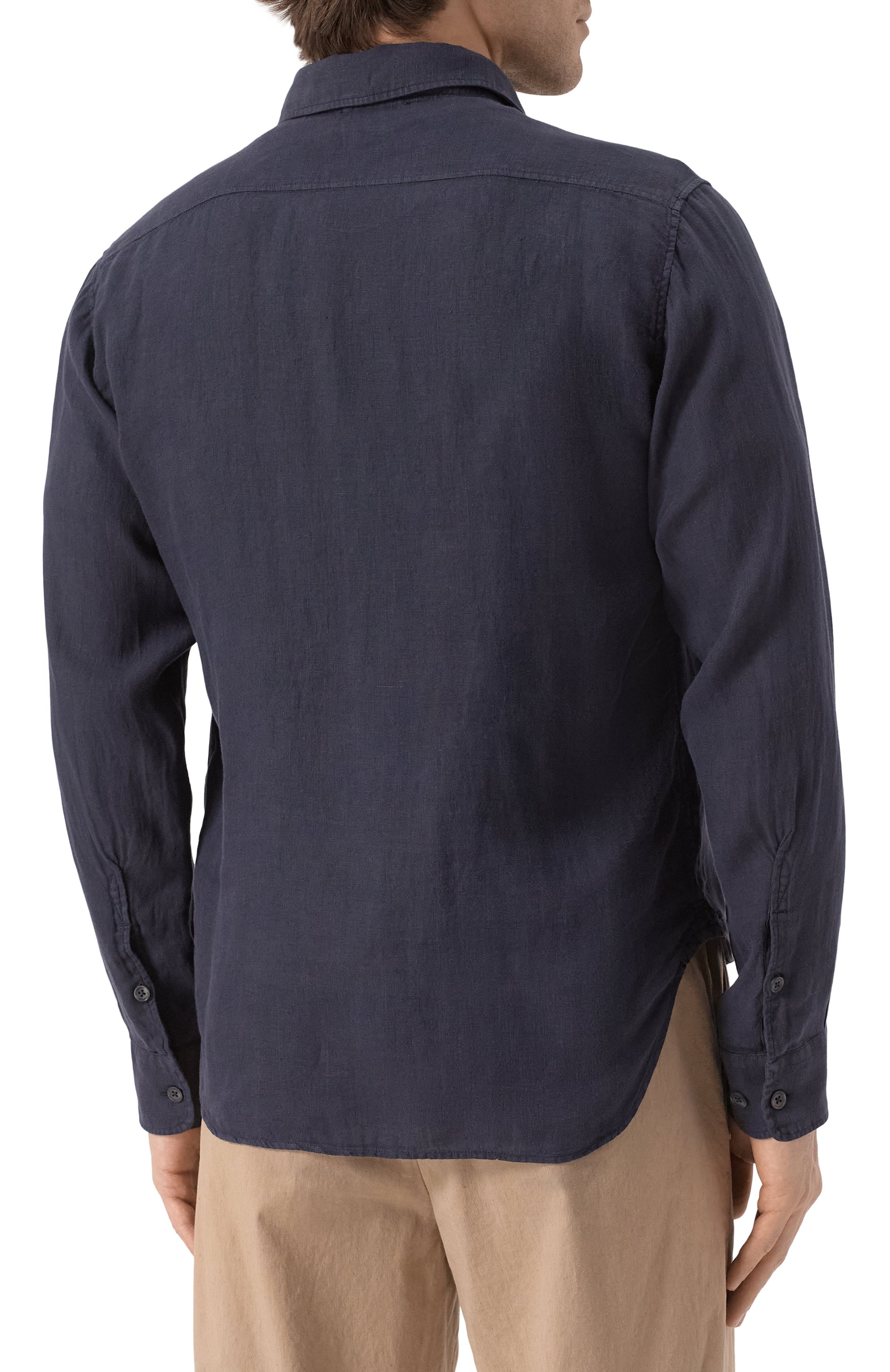 Льняная рубашка C.P. COMPANY темно-синего цвета по цене 31000 руб., арт. 18CMSH250A005415G, фото 4 Льняная рубашка C.P. COMPANY, арт. 18CMSH250A005415G, фото 4