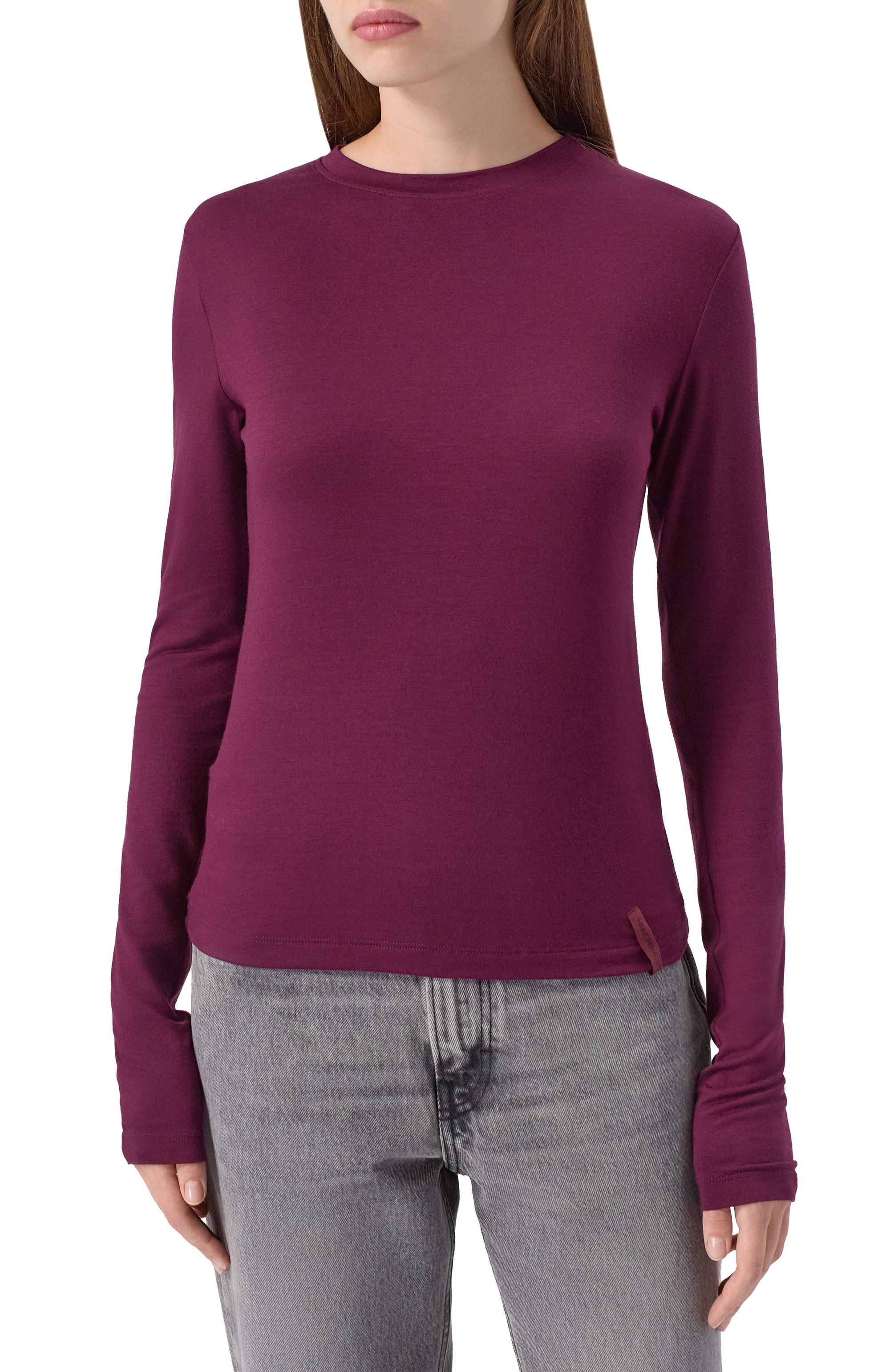 Лонгслив из вискозы HINNOMINATE фиолетового цвета по цене 7995 руб., арт. HMABW02030, фото 3 Лонгслив из вискозы HINNOMINATE, арт. HMABW02030, фото 3