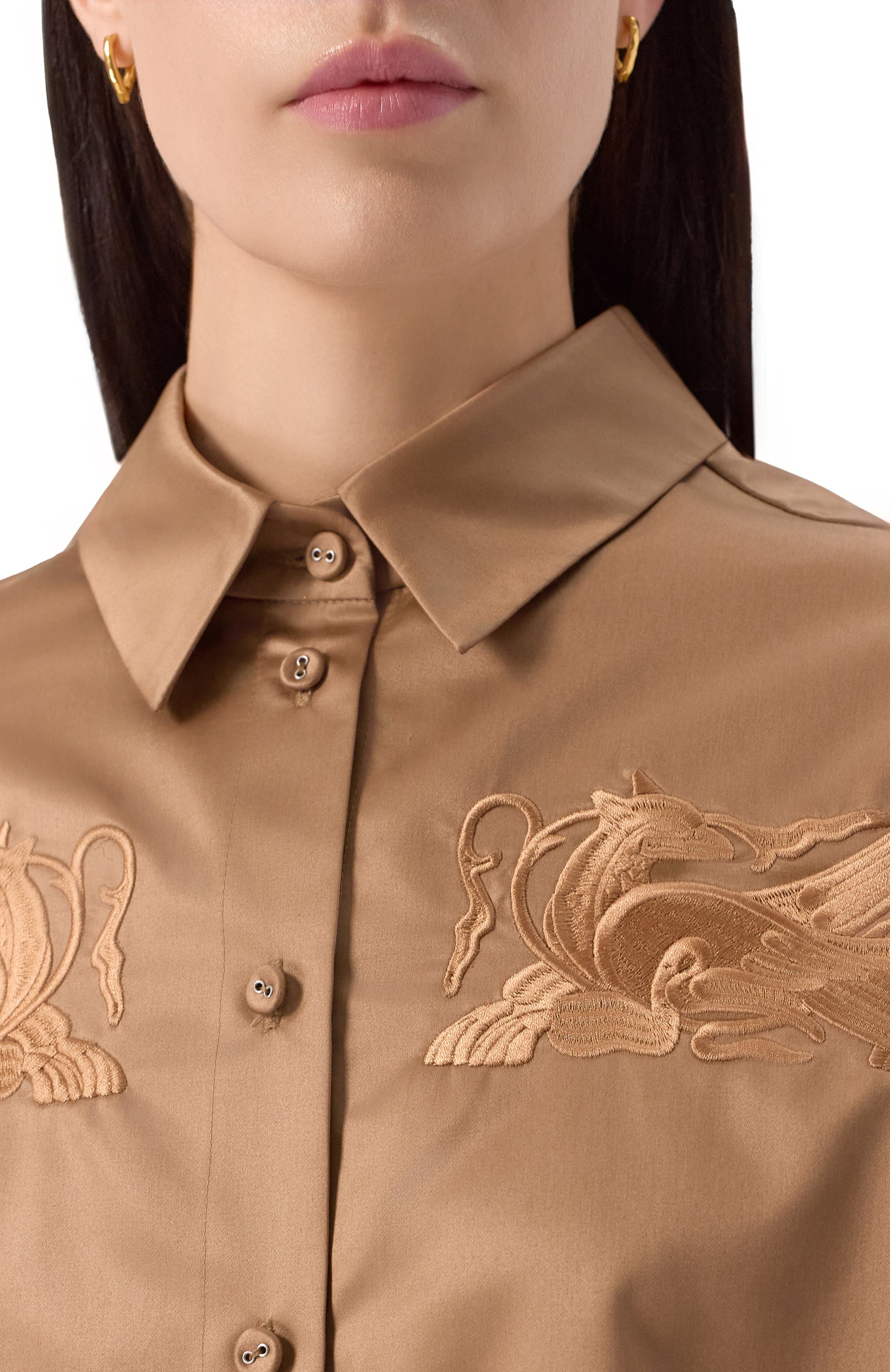 Хлопковая рубашка AKHMADULLINA коричневого цвета по цене 129900 руб., арт. 1125.2BL325/C612, фото 5 Хлопковая рубашка AKHMADULLINA, арт. 1125.2BL325/C612, фото 5