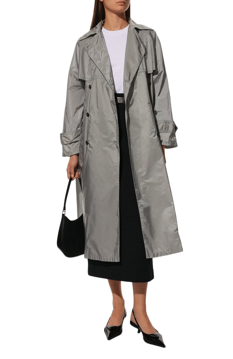 Тренч PRADA серого цвета по цене 200000 руб., арт. 291168-1WQ9-F0193-201, фото 2 Тренч PRADA, арт. 291168-1WQ9-F0193-201, фото 2