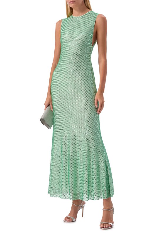 Платье с отделкой стразами self-portrait PF25101MG Зелёный  PF25101MG Фото 2