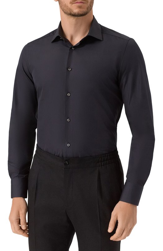 Хлопковая сорочка Zegna 9MS0MT/CT1058 Чёрный  9MS0MT/CT1058 Фото 3