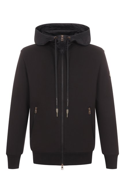 Мужской хлопковая толстовка MONCLER черного цвета, арт. 8G00034/899WC | Фото 1 (Материал внешний: Хлопок; Длина (для топов): Стандартные; Мужское Кросс-КТ: Толстовка-одежда; Рукава: Длинные; Материал сплава: Проставлено; Драгоценные камни: Проставлено)