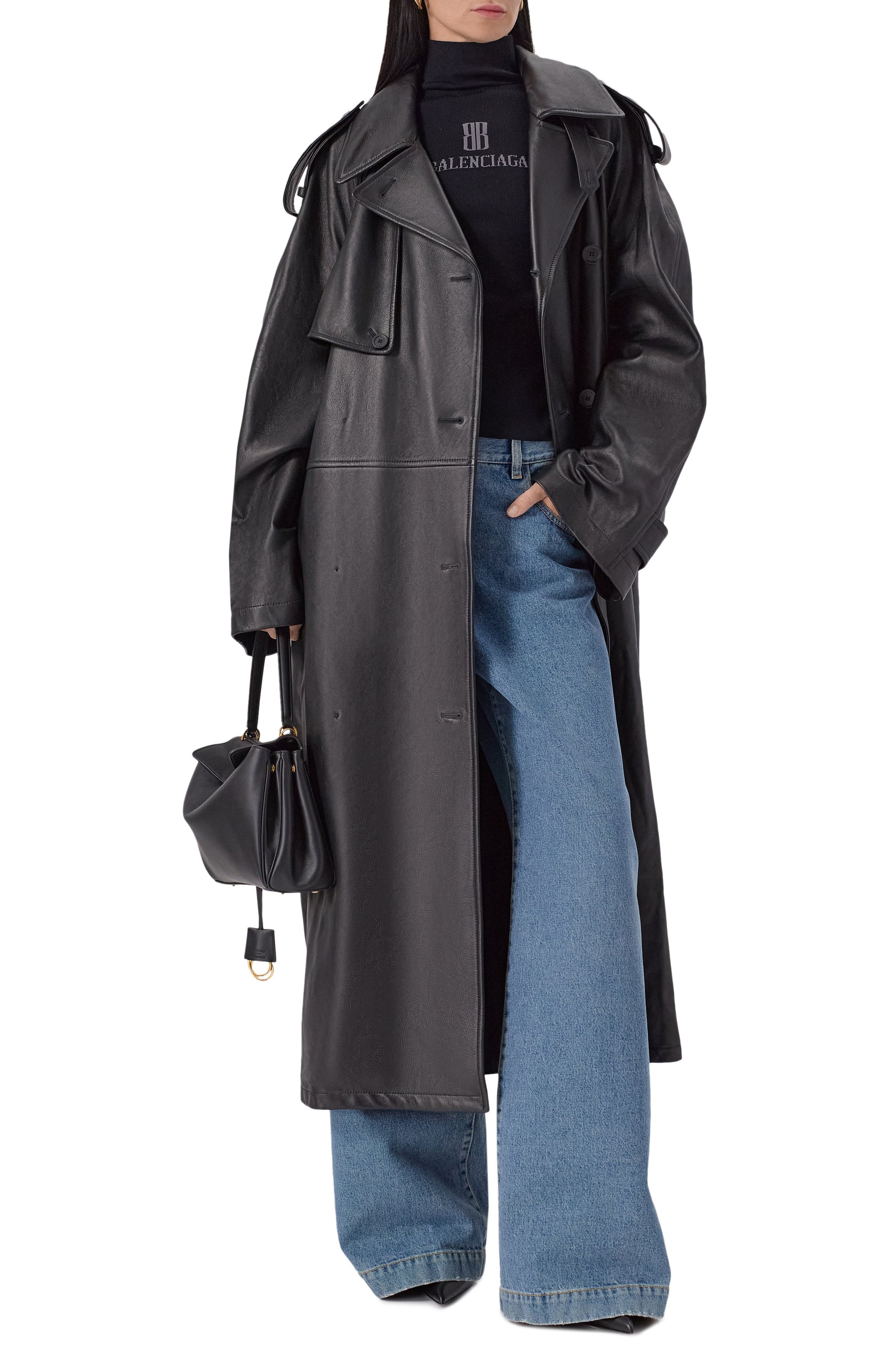 Кожаный тренч BALENCIAGA черного цвета по цене 995000 руб., арт. 835920/TSS01, фото 2 Кожаный тренч BALENCIAGA, арт. 835920/TSS01, фото 2