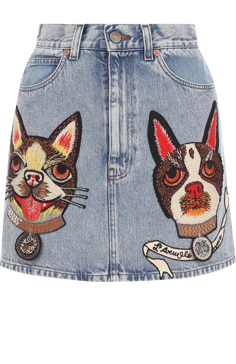 Джинсовая мини-юбка с вышивкой GUCCI, арт. 467267/XRA38, фото 1