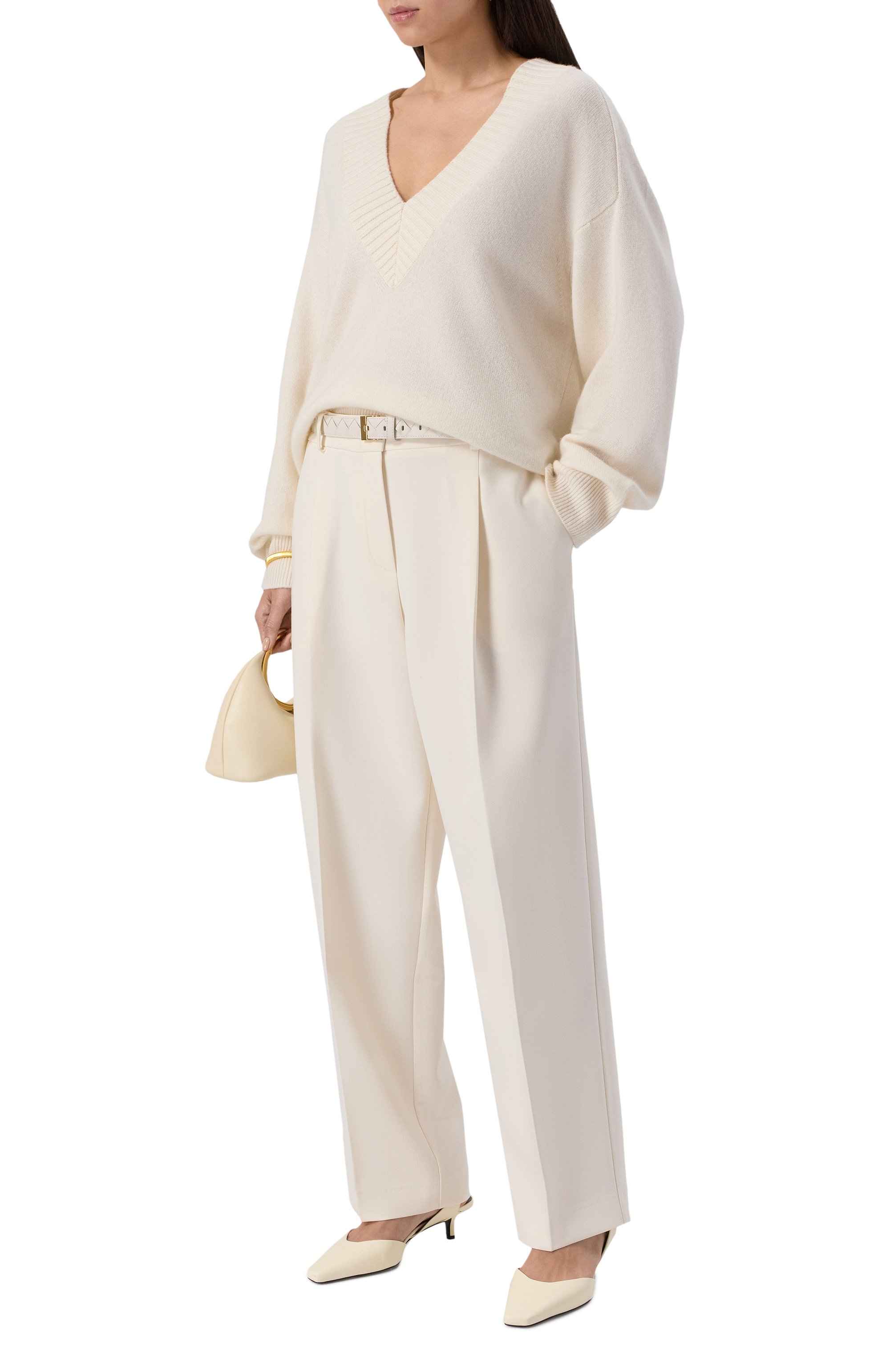 Кашемировый пуловер LOULOU DE SAISON кремового цвета по цене 59950 руб., арт. SAGE, фото 2 Кашемировый пуловер LOULOU DE SAISON, арт. SAGE, фото 2