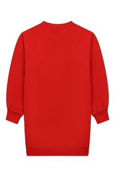 Детское хлопковое платье MOSCHINO красного цвета, арт. HDV096/LDA16/4A-8A | Фото 2 (Материал внешний: Хлопок; Рукава: Длинные; Случай: Повседневный; Девочки Кросс-КТ: Платье-одежда; Драгоценные камни: Проставлено; Материал сплава: Проставлено)