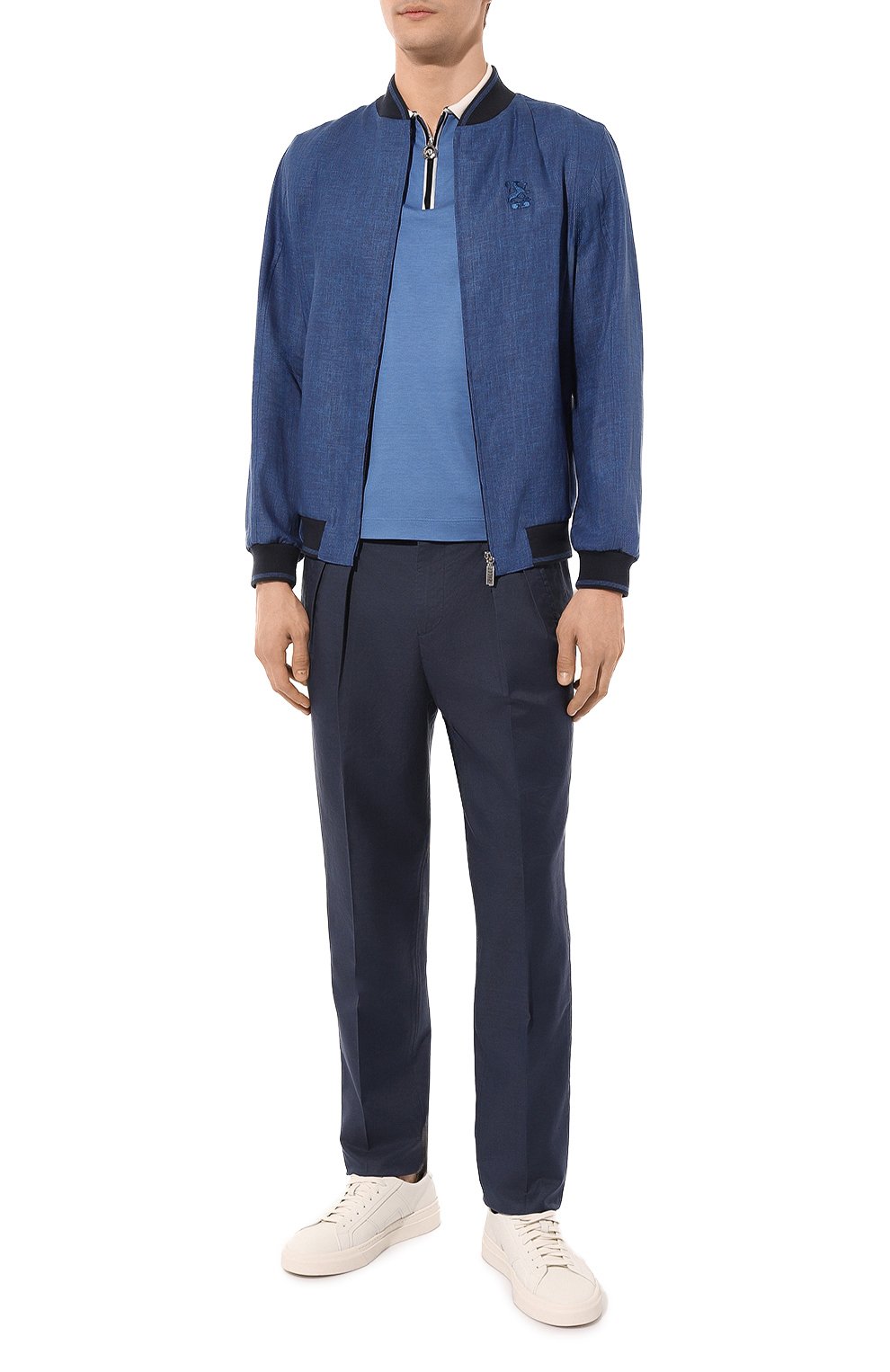 Льняной бомбер ZILLI синего цвета по цене 245000 руб., арт. MF0-84060-G13711/0001, фото 2 Льняной бомбер ZILLI, арт. MF0-84060-G13711/0001, фото 2