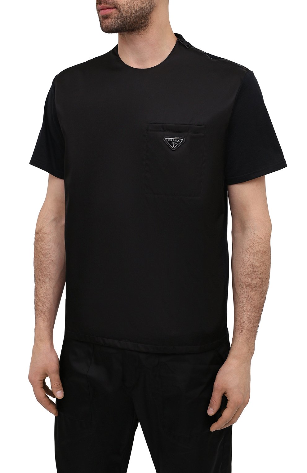 Комбинированная футболка PRADA, арт. UJN722-1YHF-F0806-202, фото 3