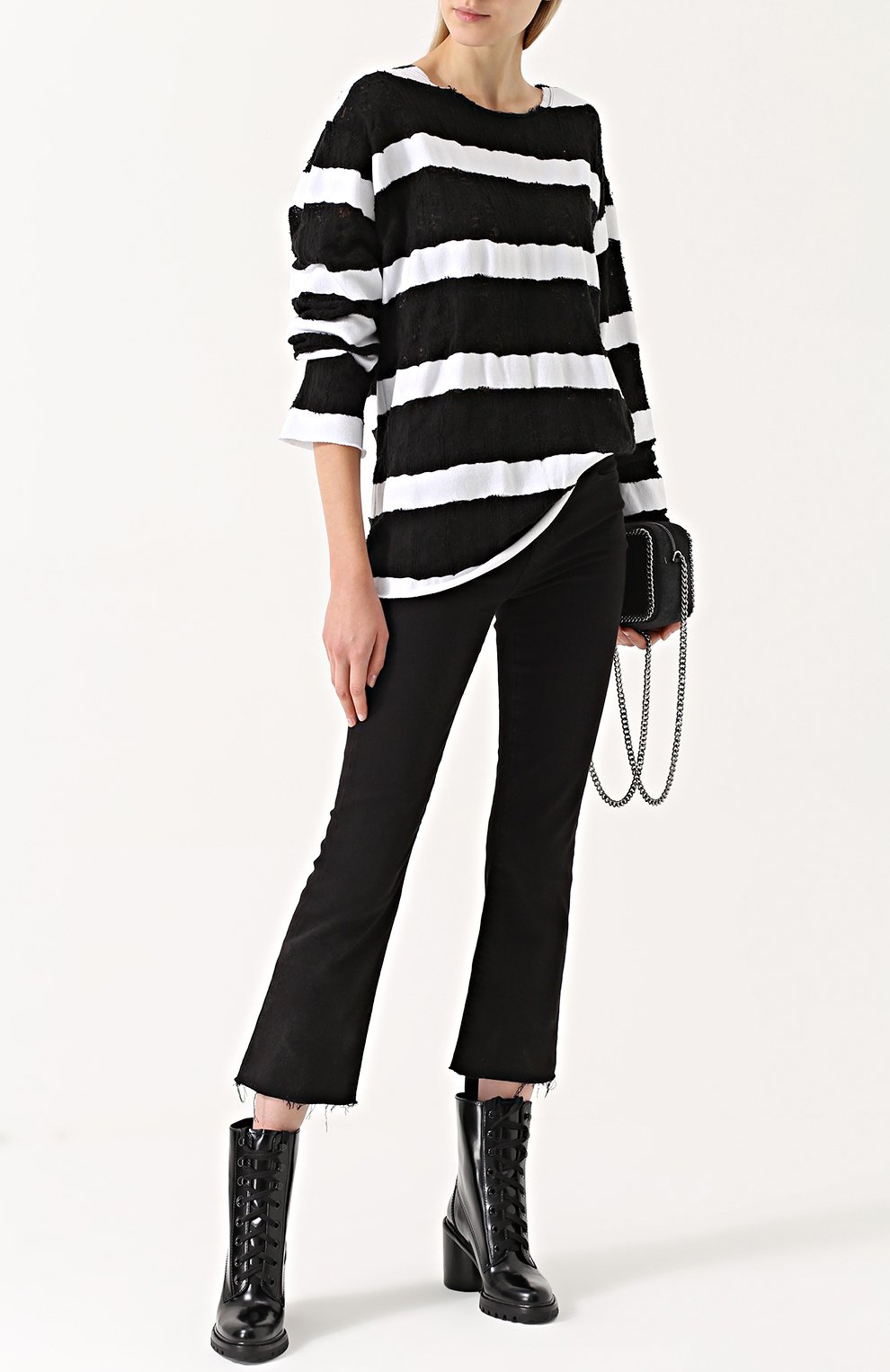 Хлопковый лонгслив в контрастную полоску RTA, арт. WF7120-822BKWHT, фото 2