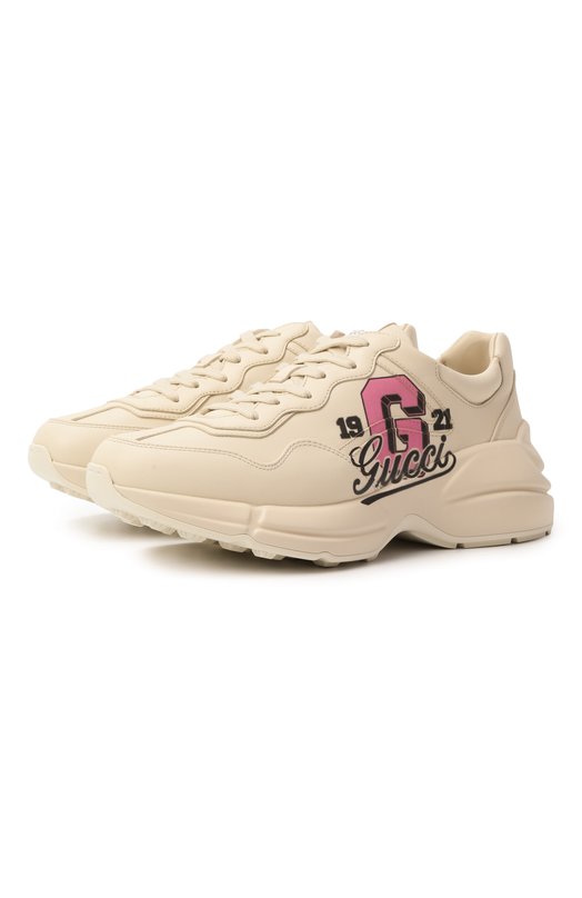 Кожаные кроссовки Rhyton Gucci 817482/UPG00 Кремовый 817482/UPG00