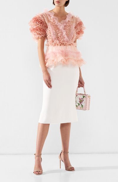 Шелковый топ DOLCE & GABBANA светло-розового цвета по цене 267500 руб., арт. F73U7T/FU1BU, фото 2 Шелковый топ DOLCE & GABBANA, арт. F73U7T/FU1BU, фото 2