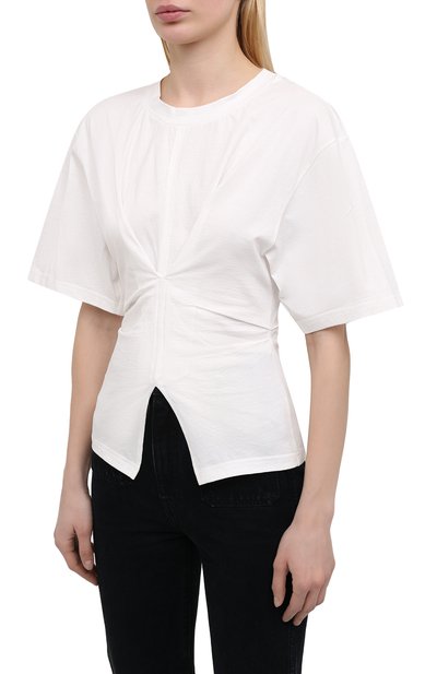 Хлопковая футболка ISABEL MARANT белого цвета по цене 37650 руб., арт. TS0788-21E033I/S0Y0NA, фото 3 Хлопковая футболка ISABEL MARANT, арт. TS0788-21E033I/S0Y0NA, фото 3