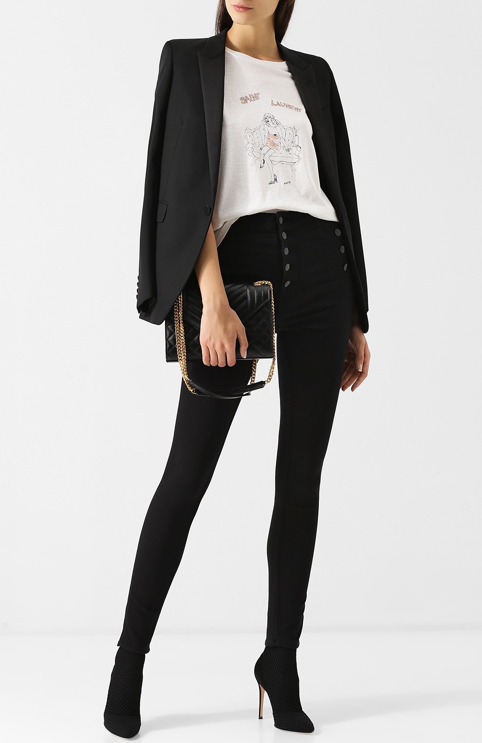 Хлопковая футболка с круглым вырезом и принтом SAINT LAURENT, арт. 531944/YB2WN, фото 2