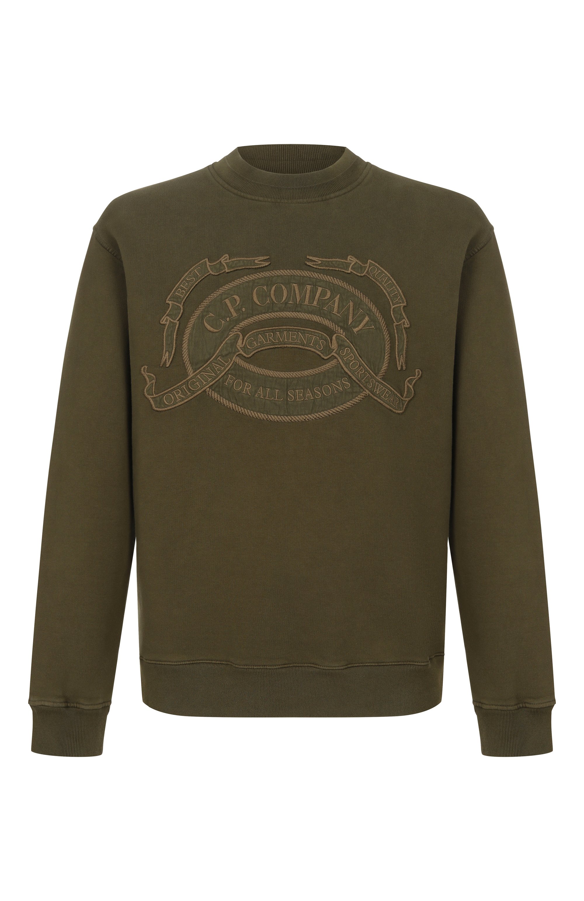 Хлопковый свитшот C.P. COMPANY хаки цвета по цене 42450 руб., арт. 21CMSS174A/0064530, фото 1 Хлопковый свитшот C.P. COMPANY, арт. 21CMSS174A/0064530, фото 1