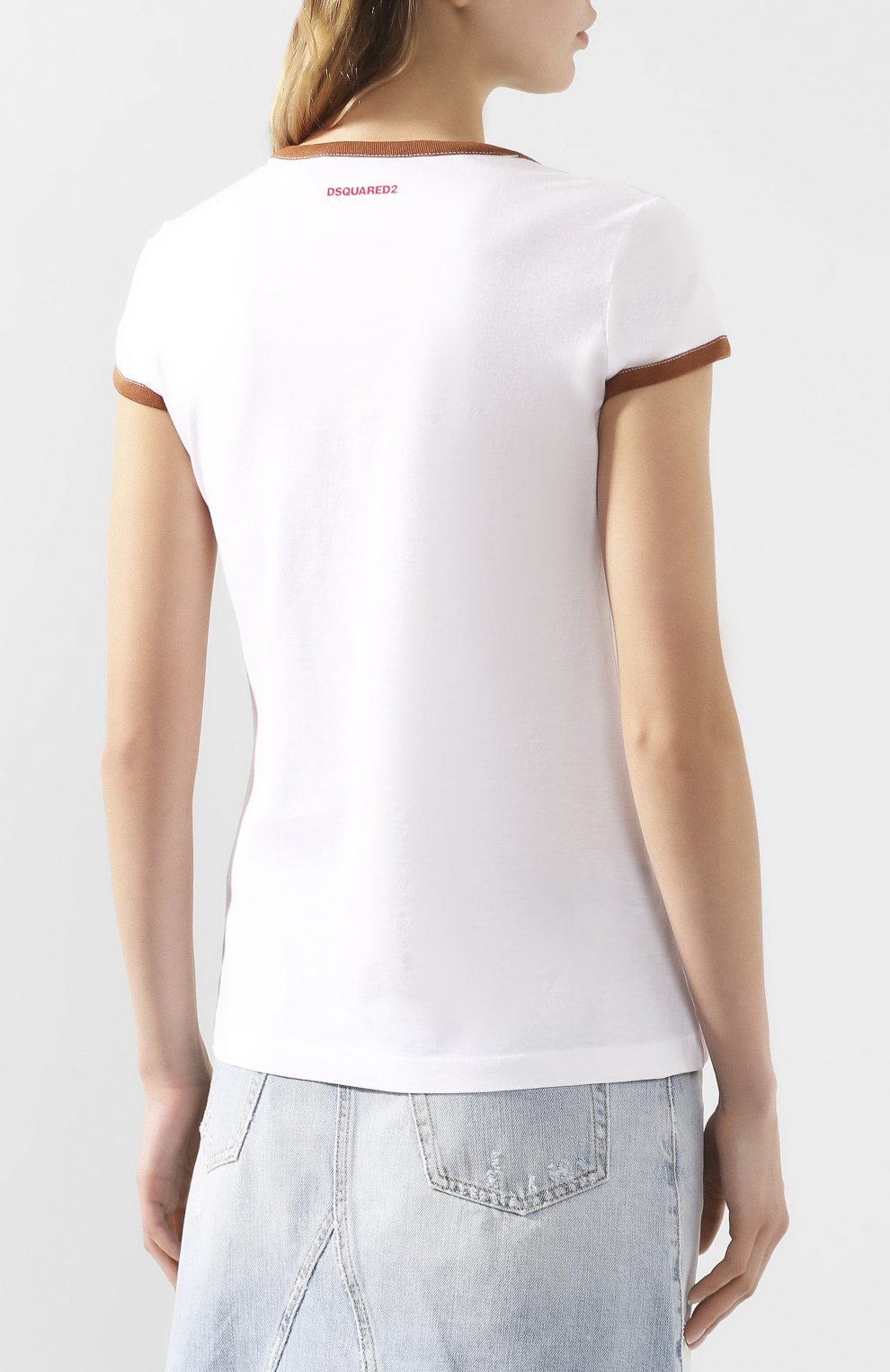 Хлопковая футболка DSQUARED2 белого цвета по цене 22650 руб., арт. S72GD0218/S23009, фото 4 Хлопковая футболка DSQUARED2, арт. S72GD0218/S23009, фото 4