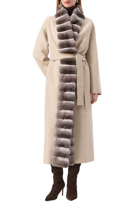 Женское кашемировое пальто с отделкой из меха шиншиллы KITON, арт. D60619DK05P8801