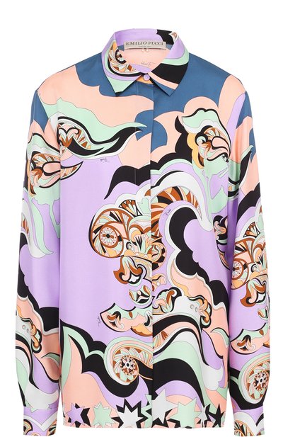 Женская шелковая блуза прямого кроя с принтом EMILIO PUCCI, арт. 8RRJ31/8R725