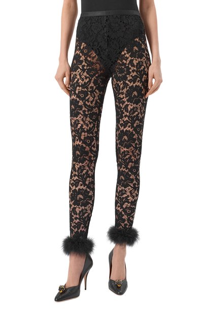 Легинсы с отделкой перьями VALENTINO черного цвета по цене 199500 руб., арт. 8B3MD07F/A10, фото 3 Легинсы с отделкой перьями VALENTINO, арт. 8B3MD07F/A10, фото 3