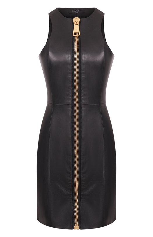 Кожаное платье Balmain FF0R5198/LD63 Чёрный FF0R5198/LD63