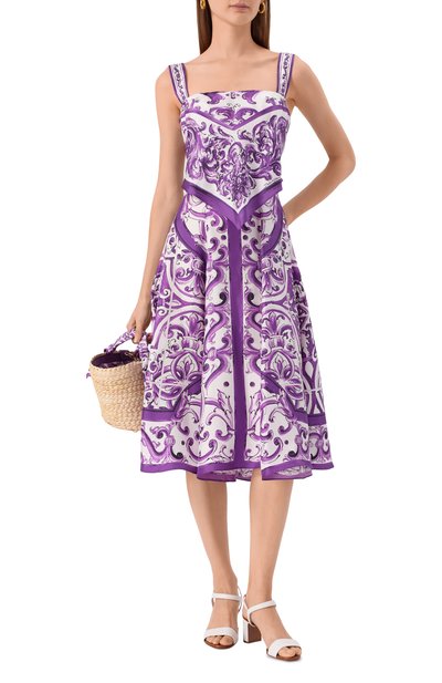 Шелковое платье DOLCE & GABBANA фиолетового цвета по цене 310000 руб., арт. F6TZBT/HI1T1, фото 2 Шелковое платье DOLCE & GABBANA, арт. F6TZBT/HI1T1, фото 2