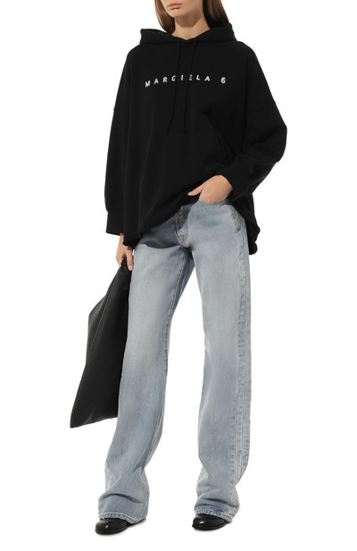 Хлопковое худи MM6 черного цвета по цене 51400 руб., арт. S52GU0182/S25537, фото 2 Хлопковое худи MM6, арт. S52GU0182/S25537, фото 2