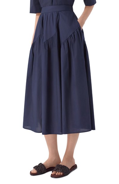 Хлопковая юбка LORENA ANTONIAZZI темно-синего цвета по цене 89600 руб., арт. E2640G043A/5278, фото 3 Хлопковая юбка LORENA ANTONIAZZI, арт. E2640G043A/5278, фото 3