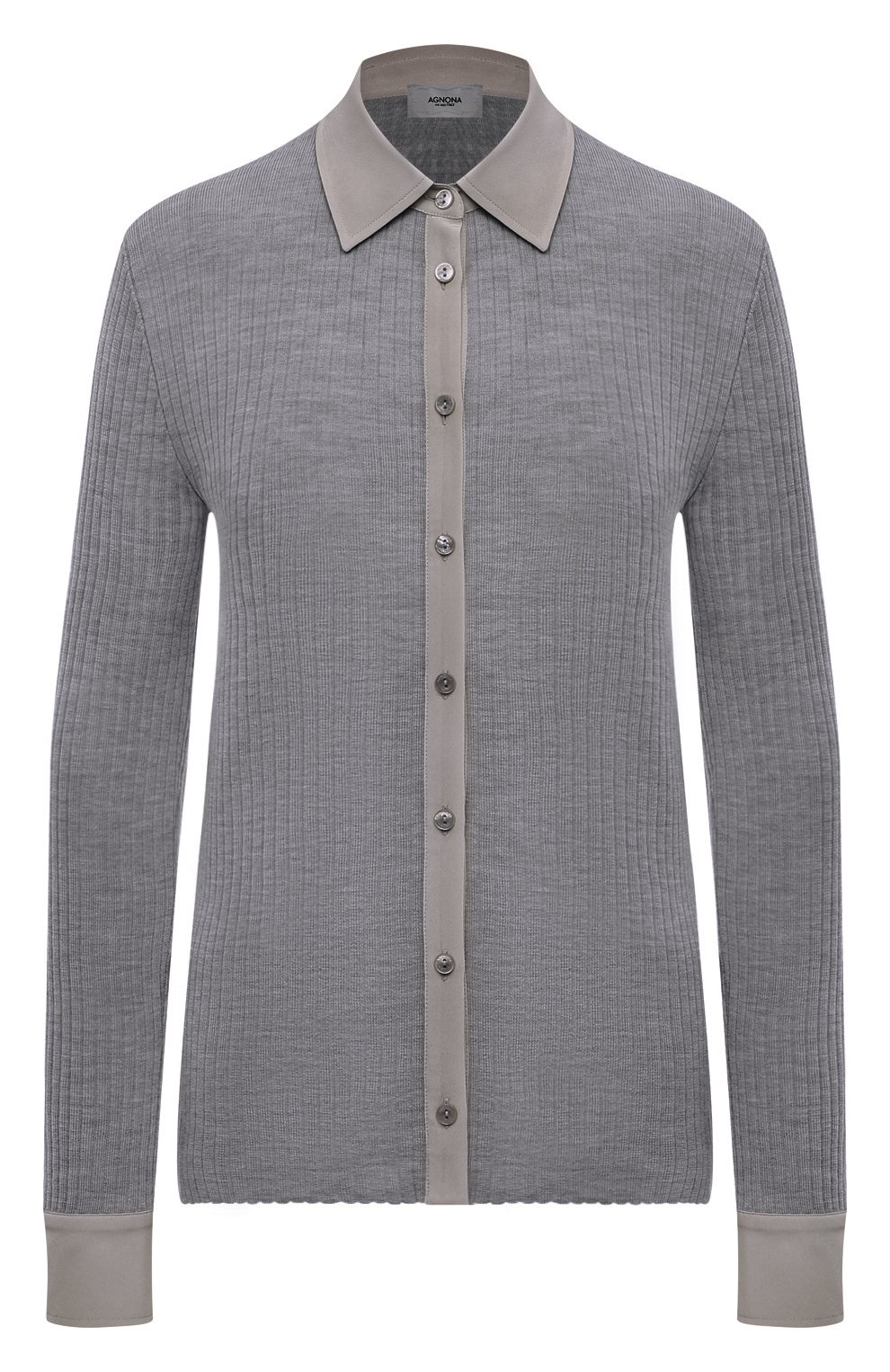 Кардиган из кашемира и шерсти AGNONA серого цвета по цене 168500 руб., арт. KD08018E/1V180LE, фото 1 Кардиган из кашемира и шерсти AGNONA, арт. KD08018E/1V180LE, фото 1