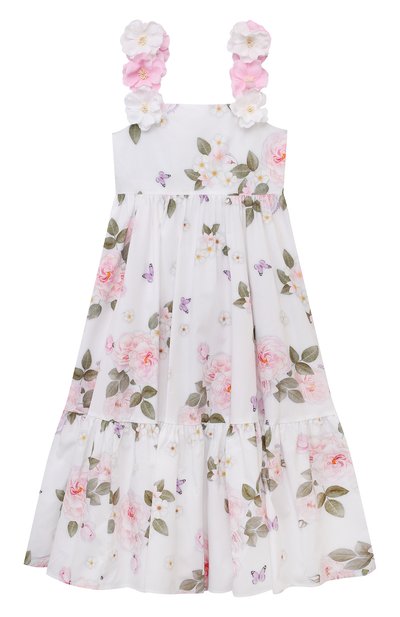 Хлопковый сарафан MONNALISA белого цвета по цене 33350 руб., арт. 11C923, фото 1 Хлопковый сарафан MONNALISA, арт. 11C923, фото 1