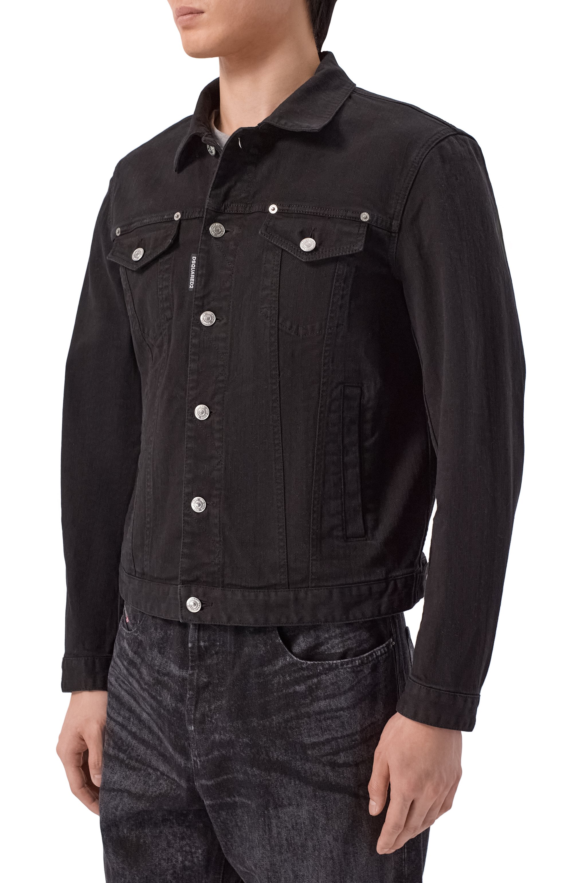Джинсовая куртка DSQUARED2 черного цвета по цене 69950 руб., арт. S74AM1673/S39781, фото 3 Джинсовая куртка DSQUARED2, арт. S74AM1673/S39781, фото 3