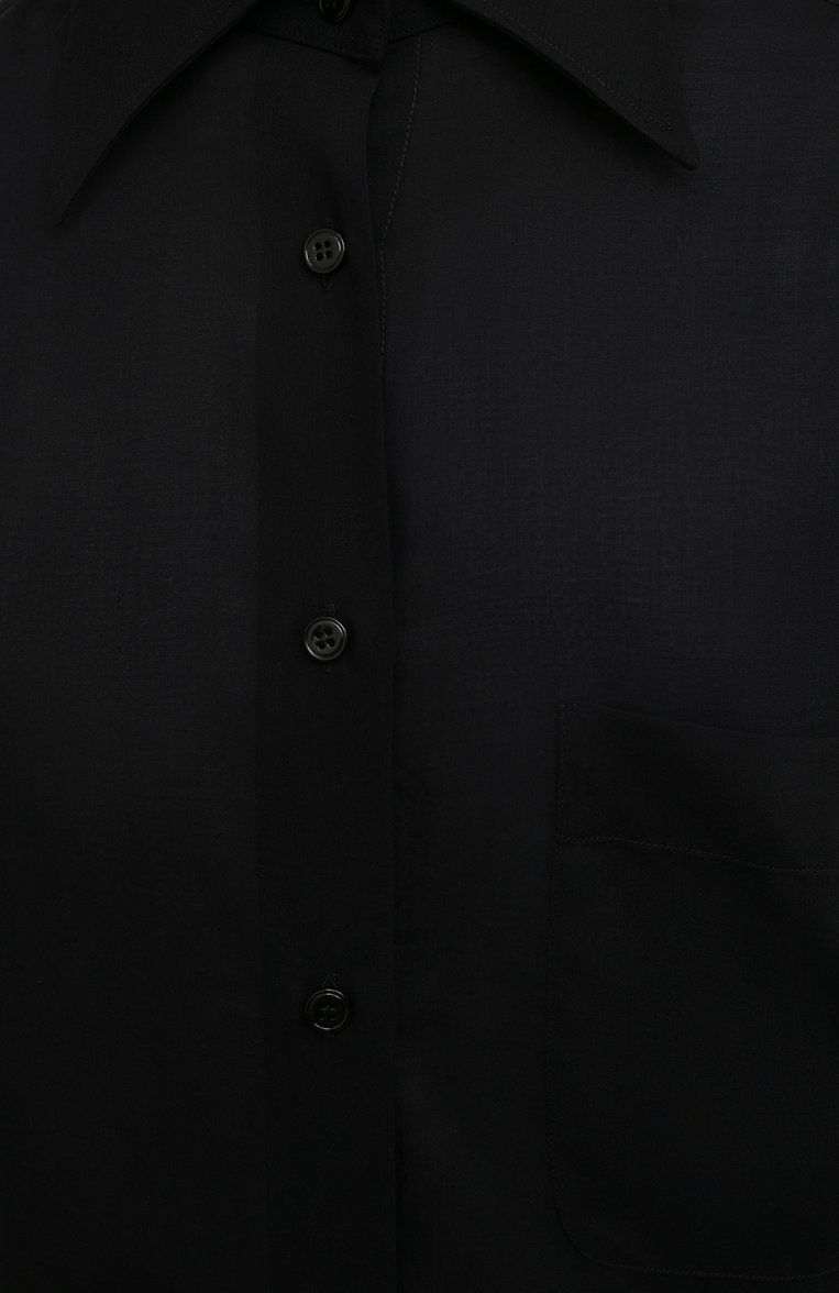 Женская рубашка TOM FORD черного цвета, арт. CA3189-FAX907 | Фото 5 (Длина (для топов): Удлиненные; Рукава: Длинные; Стили: Гламурный; Принт: Без принта; Женское Кросс-КТ: Рубашка-одежда; Материал внешний: Хлопок)