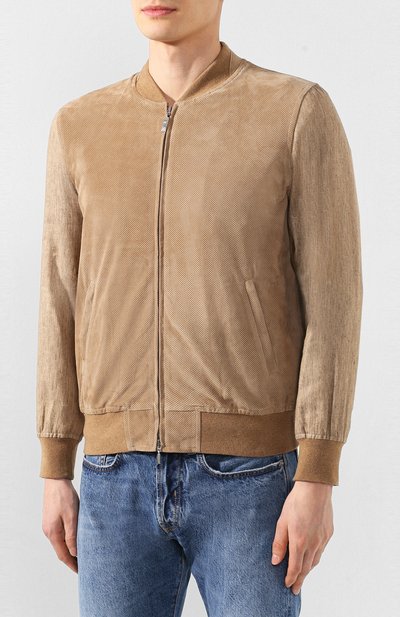 Комбинированный бомбер CAPOBIANCO светло-коричневого цвета по цене 77650 руб., арт. 8M173.CTSG., фото 3 Комбинированный бомбер CAPOBIANCO, арт. 8M173.CTSG., фото 3