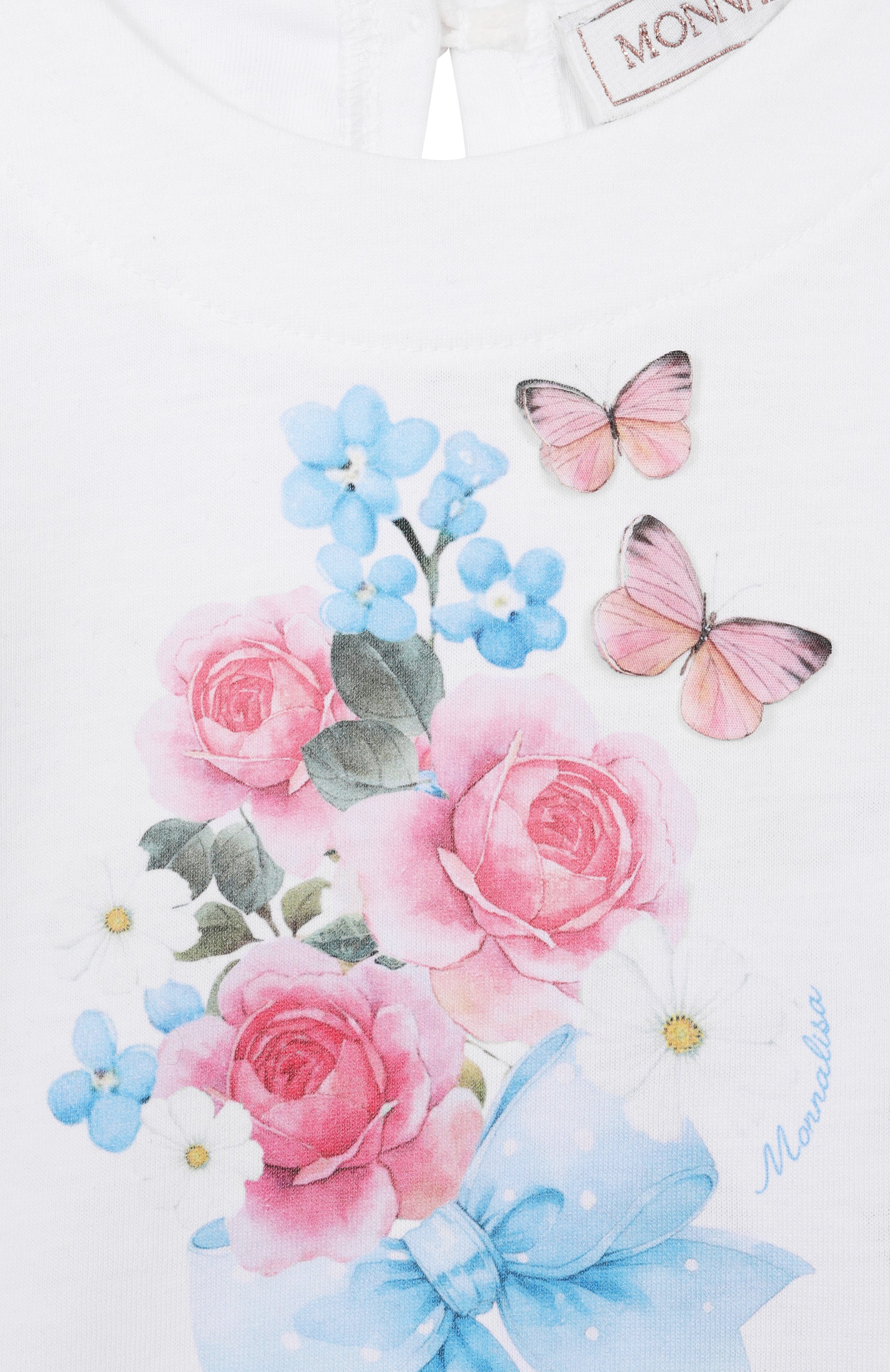 Хлопковая футболка MONNALISA белого цвета по цене 8100 руб., арт. 39G602, фото 3 Хлопковая футболка MONNALISA, арт. 39G602, фото 3