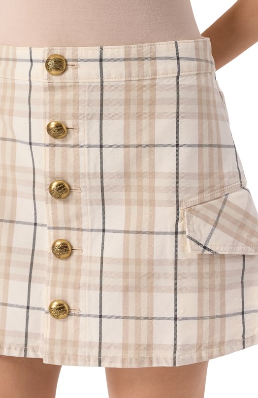 Хлопковая юбка Burberry 8108168 Кремовый  8108168 Фото 5