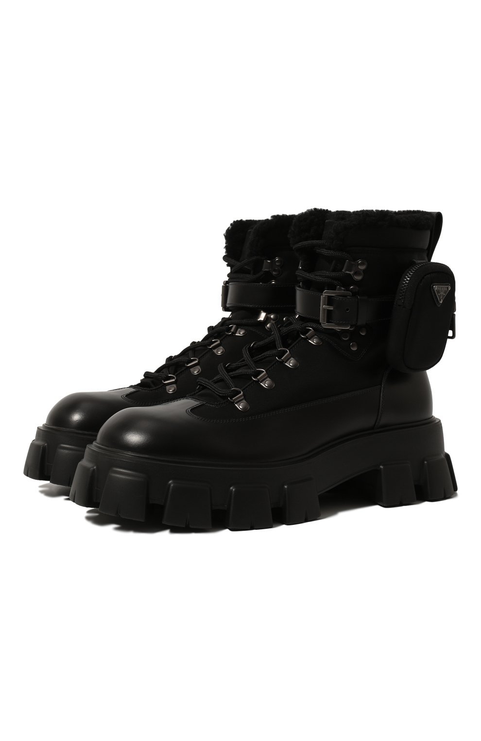 Кожаные ботинки PRADA, арт. 2UE009-3LEK-F0002-A000, фото 1