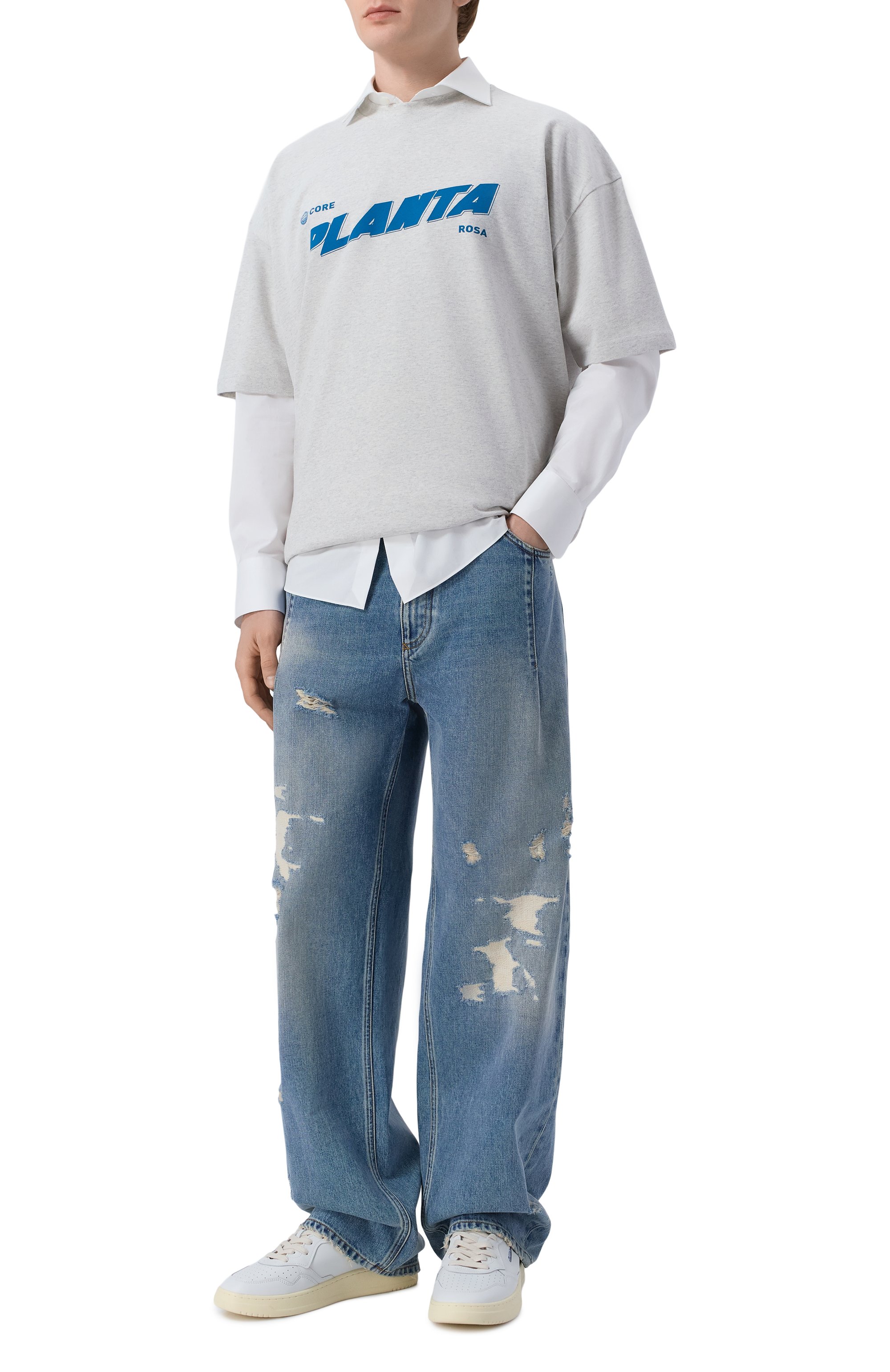 Хлопковая футболка PLANTA ROSA, арт. PR/T01/BLUE-CORRESPONDECE/220VELVET, фото 2