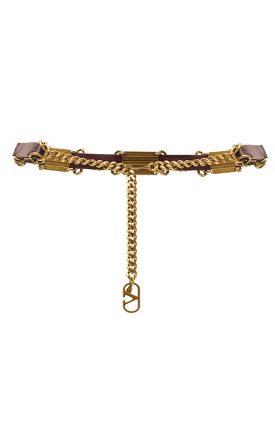 Комбинированный пояс VALENTINO темно-коричневого цвета по цене 171500 руб., арт. 7W2T0SR4/FGF, фото 3 Комбинированный пояс VALENTINO, арт. 7W2T0SR4/FGF, фото 3