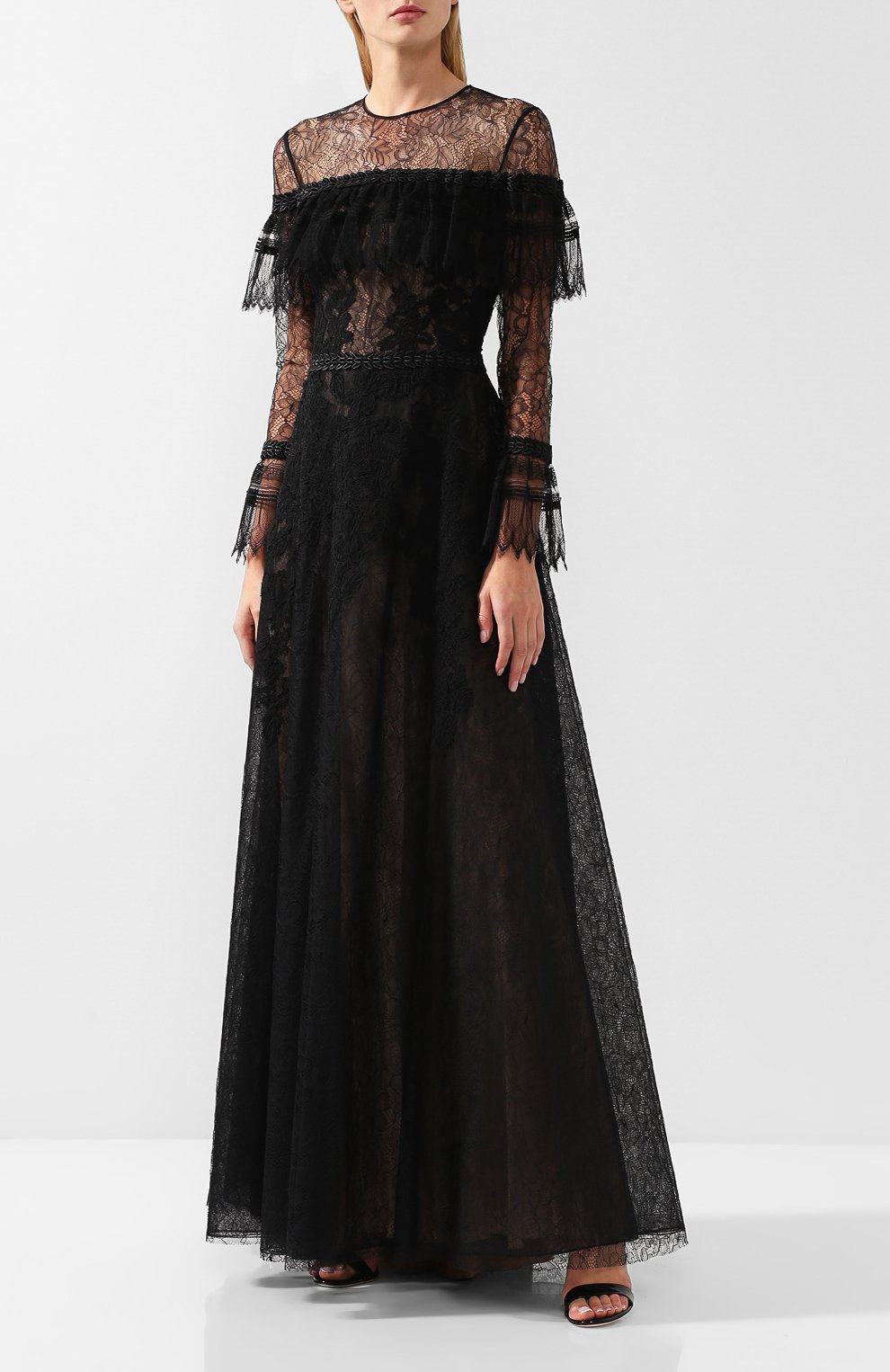 Кружевное платье-макси с оборками ZUHAIR MURAD, арт. DRP18022/NFLA001, фото 3