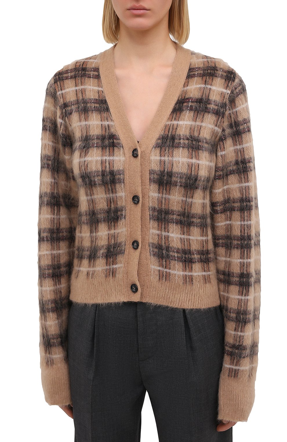 Кардиган N21 коричневого цвета по цене 49950 руб., арт. 20I N2S0/A019/7086, фото 3 Кардиган N21, арт. 20I N2S0/A019/7086, фото 3